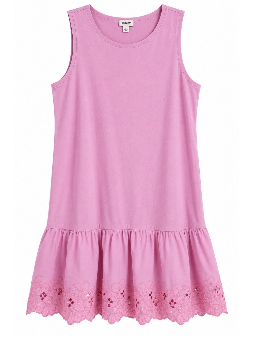 J. Crew mixed media eyelet hem mini shift dress L Cotton sundrenched peony NWT
